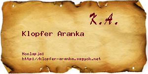 Klopfer Aranka névjegykártya