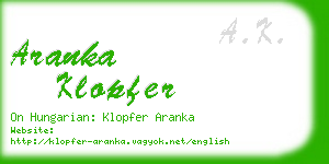 aranka klopfer business card